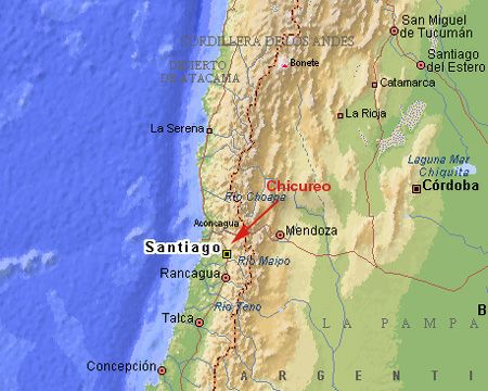 Ubicaci&oacute;n de Chicureo en la Regi&oacute;n Metropolitana